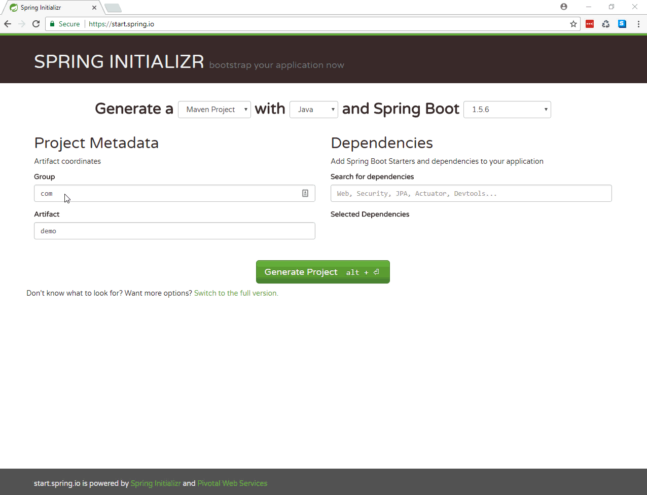 Spring Initializr  - Hello World Spring Boot Example